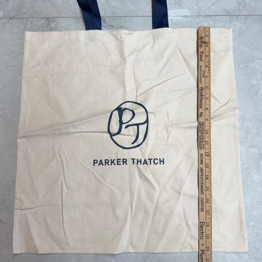 Parker Thatch Large Canvas Logo Tote Bag Natural Navy Reusable Shopper Travel - Picture 5 of 6